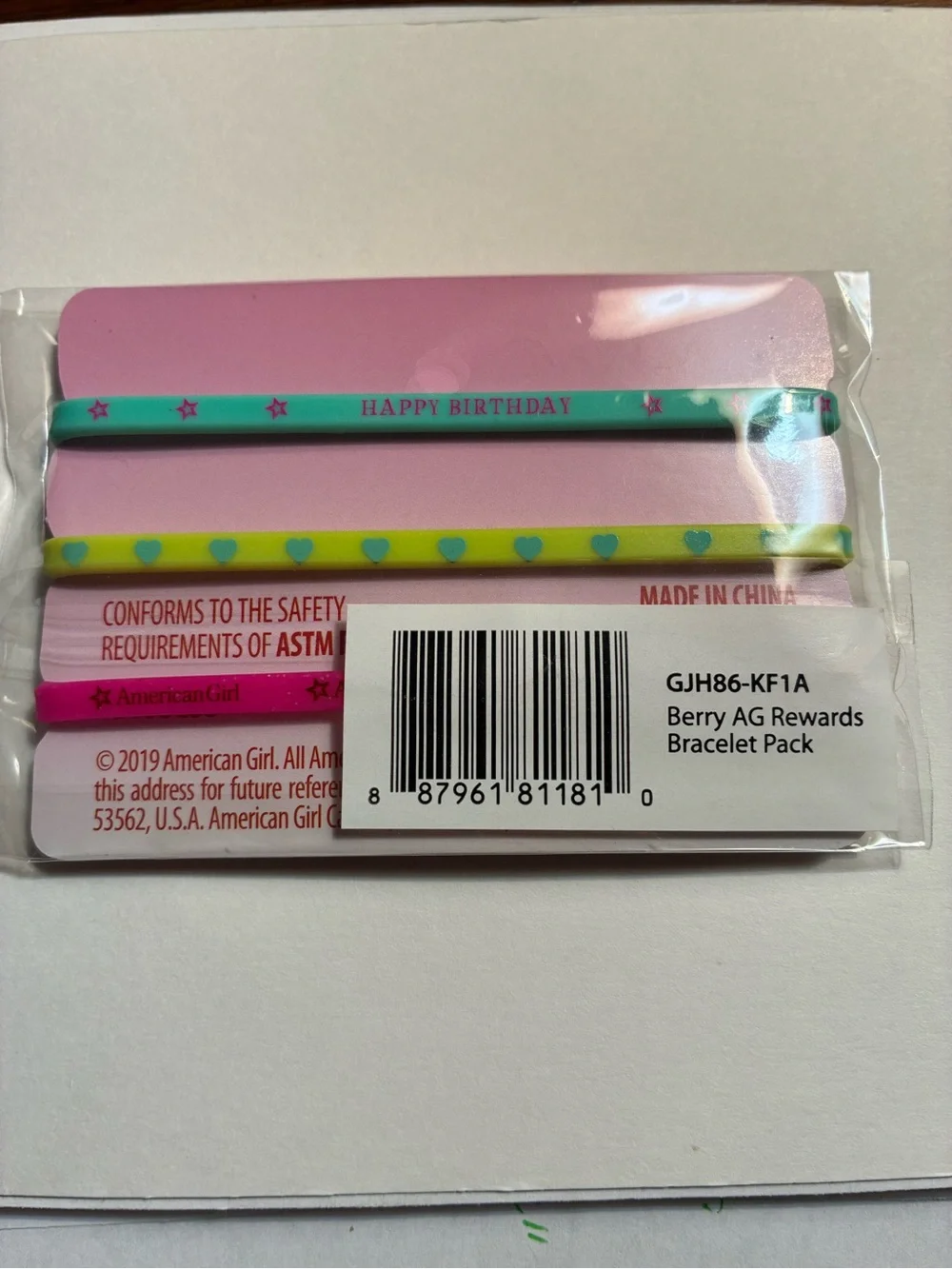 Retired American Girl Kids' Birthday Silicone Bracelet Set NEW